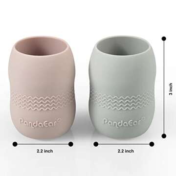PandaEar (2 Pack 100% Tiny Silicone Drinking Training Cup for Baby and Toddler (Pink/Grey)