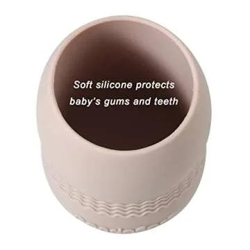 PandaEar (2 Pack 100% Tiny Silicone Drinking Training Cup for Baby and Toddler (Pink/Grey)