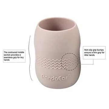 PandaEar (2 Pack 100% Tiny Silicone Drinking Training Cup for Baby and Toddler (Pink/Grey)