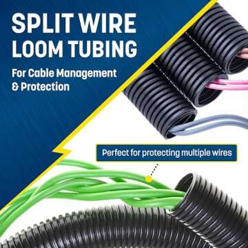 GS Power Wire Loom – Durable 1/4 Inch x 50 Ft Split Cable Sleeves for All Uses