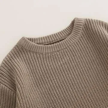 woshilaocai Baby Boy Girl Sweater Oversized Long Sleeve Romper Warm Crewneck Onesie CuteToddler Knitted Winter Clothes (12-24 Months,Khaki Grey)