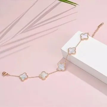 18K Gold Plated Four Leaf Clover Bracelet for Women