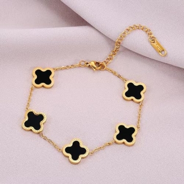 18K Gold Plated Four Leaf Clover Bracelet for Women