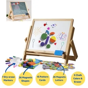 Wood Double-Sided Easel - 80 pc Educational Set for Kids