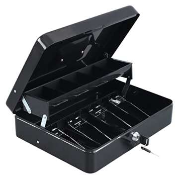 xydled Cash Box with Money Tray and Key Lock, Lightweight Steel Construction, Perfect for Any Occasi...