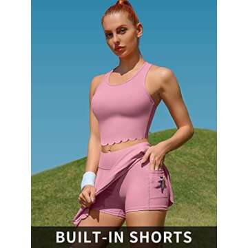 ATTRACO Athletic Dress with Built-in Shorts & Pockets Sports Activewear