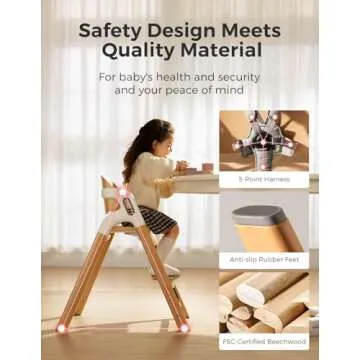 Momcozy DinerPal Wooden High Chair for Babies, Toddlers & Adults Up to 308 Lbs, Convertible Baby Highchair with Food-Grade Tray, Dishwasher-Safe, Adjustable & Ergonomic, Natural Wood