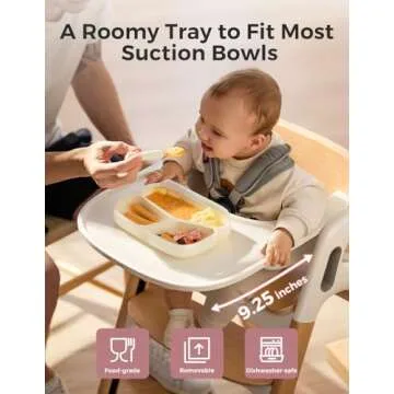 Momcozy DinerPal Wooden High Chair for Babies, Toddlers & Adults Up to 308 Lbs, Convertible Baby Highchair with Food-Grade Tray, Dishwasher-Safe, Adjustable & Ergonomic, Natural Wood