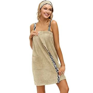 Zexxxy Women's Adjustable Bath Wrap Towel with Straps