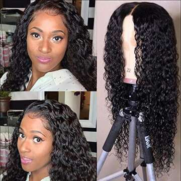 Tinashe Deep Wave 4x4 Lace Front Wigs Human Hair Deep Curly Lace Closure Wigs Human Hair Pre Plucked...