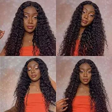 Tinashe Deep Wave 4x4 Lace Front Wigs Human Hair Deep Curly Lace Closure Wigs Human Hair Pre Plucked Natural Hair Line Glueless Human Hair Wigs For Black Women(24 inch, 4x4 150% density)