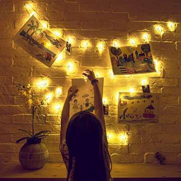 Mind-Glowing Photo Clip String Lights 40 LED & Remote, 16.4ft - Birthday Gift for Teen Girl, Hanging Room Decor for Teen Girls - Twinkle Fairy Lights for Bedroom, Teenage Girls Decorations Ideas