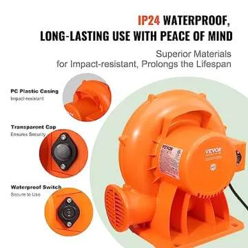 VEVOR Inflatable Blower, 900W, 1 HP & 1.2 HP Bounce House Blower, Commercial-grade Air Blower for Inflatables, 3300 RPM, Bouncy Castle Electric Blower Perfect for Bounce House, Waterslides, ETL Listed
