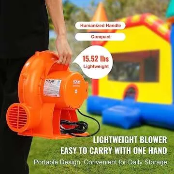 VEVOR Inflatable Blower, 900W, 1 HP & 1.2 HP Bounce House Blower, Commercial-grade Air Blower for Inflatables, 3300 RPM, Bouncy Castle Electric Blower Perfect for Bounce House, Waterslides, ETL Listed