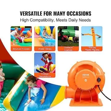 VEVOR Inflatable Blower, 900W, 1 HP & 1.2 HP Bounce House Blower, Commercial-grade Air Blower for Inflatables, 3300 RPM, Bouncy Castle Electric Blower Perfect for Bounce House, Waterslides, ETL Listed