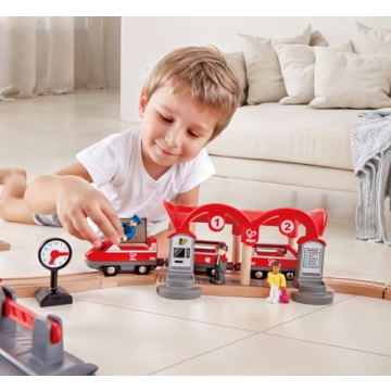 Hape Wooden Busy City Train Rail Set for Creative Play