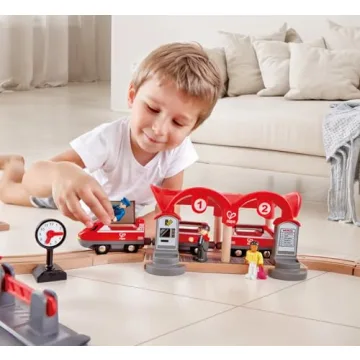 Hape Wooden Busy City Train Rail Set for Creative Play