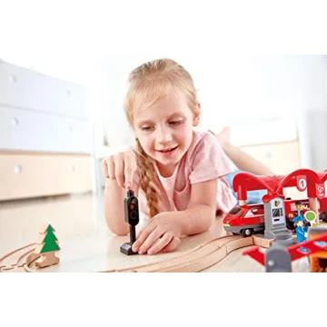 Hape Wooden Busy City Train Rail Set for Creative Play