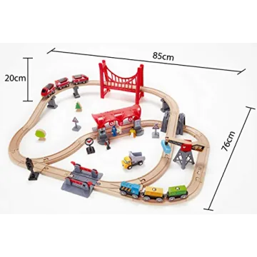 Hape Wooden Busy City Train Rail Set for Creative Play