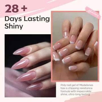 modelones Poly Gel Nail Kit 6 Colors with 8 W Nail Lamp Extension Gel Kit Jelly Milky White Pink Nude Complete Tools Beginner Thickening Solutions DIY at Home for Women