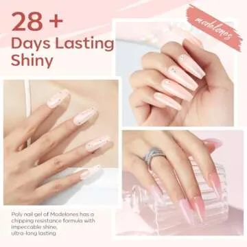modelones Poly Gel Nail Kit 6 Colors with 8 W Nail Lamp Extension Gel Kit Jelly Milky White Pink Nude Complete Tools Beginner Thickening Solutions DIY at Home for Women