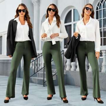 DLOODA Womens Bootcut Dress Pants Business Casual Work Pants with Pockets High Waist Stretchy Trousers Pull On Office Slacks