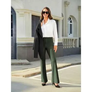 DLOODA Womens Bootcut Dress Pants Business Casual Work Pants with Pockets High Waist Stretchy Trousers Pull On Office Slacks