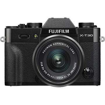 Fujifilm X-T30 Wi-Fi Digital Camera & 15-45mm XC OIS PZ Lens (Black) with 32GB Card + Battery + Flash + Tripod + Case + Kit
