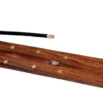 Christmas Day Special Handcrafted Incense Stick Holder Incense Ash Catcher - Incense Holder - Moon & Stars Brass Inlay - Incense Burner Holder - Incense Set (Single)