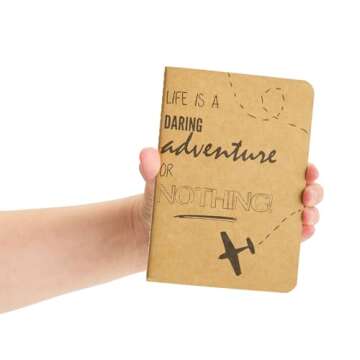 Paper Junkie A6 Notebook Bulk - 4x6 Brown Kraft Paper Lined Journals for Kids, Coworkers, Office School Supplies (80 Lined Page, 4 x 5.75 In) - 6 Adventure & Travel Designs (Pack of 12)