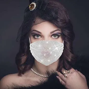 Nuanchu Rhinestone Mesh Masks - Colorful & Stylish