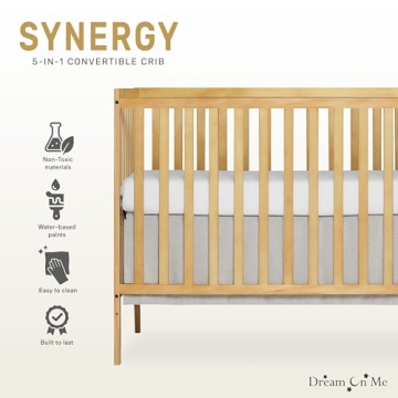 Dream On Me Synergy 5-In-1 Convertible Crib Natural