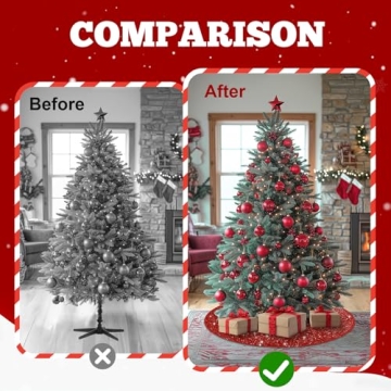 Elegant BlessedSeason 21-Inch Red Tree Skirt for Festive Decor