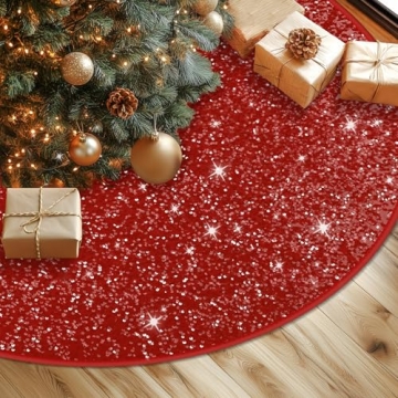 Elegant BlessedSeason 21-Inch Red Tree Skirt for Festive Decor