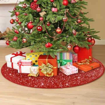 Elegant BlessedSeason 21-Inch Red Tree Skirt for Festive Decor