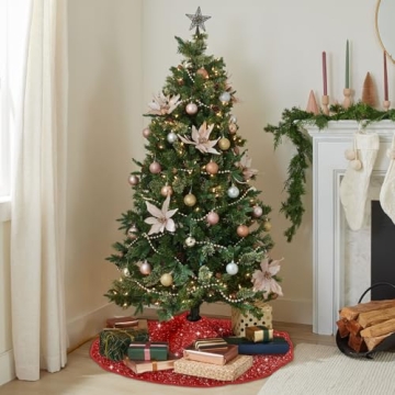 Elegant BlessedSeason 21-Inch Red Tree Skirt for Festive Decor