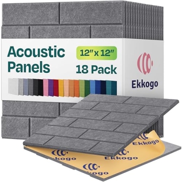 Ekkogo Acoustic Panels 18-Pack Soundproof Wall Panels 12"X12"X0.4" Brick Style Sound Panels Premium ...