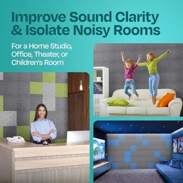 Ekkogo Acoustic Panels 18-Pack Soundproof Wall Panels 12"X12"X0.4" Brick Style Sound Panels Premium Sound Dampening Panels Easy Self Adhesive Installation - [Pebble Gray]