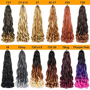 French Curly Braiding Hair 7 Packs 22 Inch Pre Stretched Braiding Hair Bouncy Loose Wave Crochet Hair for Women (7 Packs, 27/613#)