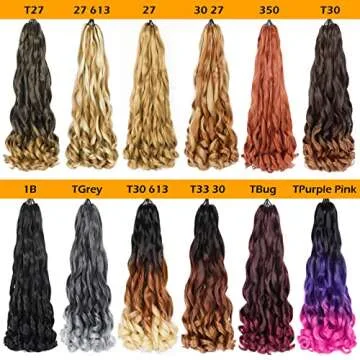 French Curly Braiding Hair 7 Packs 22 Inch Pre Stretched Braiding Hair Bouncy Loose Wave Crochet Hair for Women (7 Packs, 27/613#)