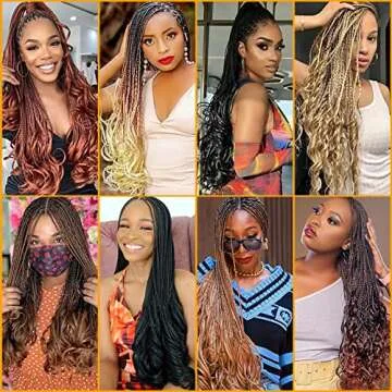 French Curly Braiding Hair 7 Packs 22 Inch Pre Stretched Braiding Hair Bouncy Loose Wave Crochet Hair for Women (7 Packs, 27/613#)