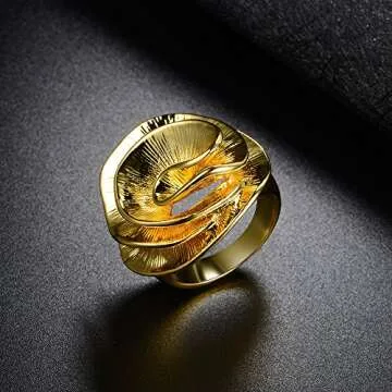 Aprilery Gold and Silver Rings for Women, Chunky Signet Statement Rings Gold Plated Band Ring Wide Metal Square Rings Cocktail Costume Jewelry for Her