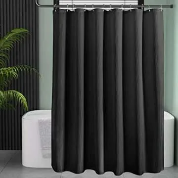 AmazerBath Heavy Duty Black Waffle Shower Curtain