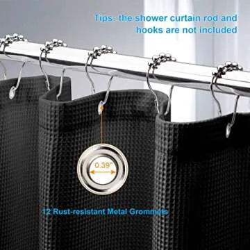 AmazerBath Heavy Duty Black Waffle Shower Curtain