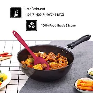 HOTEC Food Grade Silicone Rubber Spatula Set for Baking, Cooking, and Mixing High Heat Resistant Non Stick Dishwasher Safe BPA-Free Red Set of 5