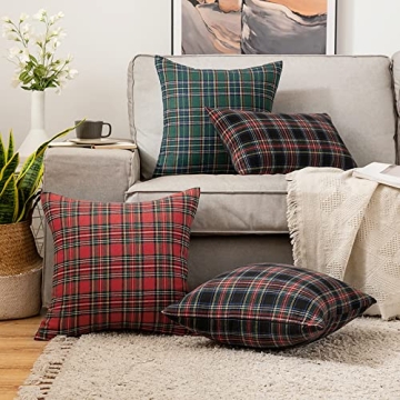 MIULEE Scottish Tartan Plaid Throw Pillow Covers Set of 2