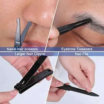 Nail Clipper Set Manicure Set Men Accessories Personal Nail Care Tools Nail Clippers Aceoce Travel Grooming Kit Manicure PedicureTools Kit Personal Care Set Nail kit Set Gift for Men Fathers Parents