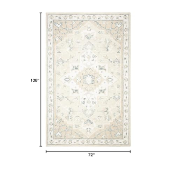SAFAVIEH Micro-Loop Collection 6' x 9' BeigeIvory MLP505B Handmade Medallion Premium Wool Living Room Dining Bedroom Area Rug