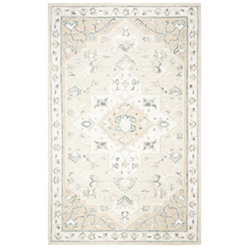 SAFAVIEH Micro-Loop Collection 6' x 9' BeigeIvory MLP505B Handmade Medallion Premium Wool Living Room Dining Bedroom Area Rug