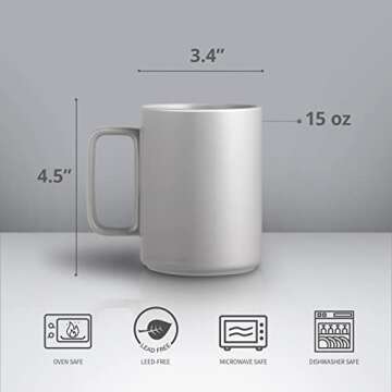 E-liu Porcelain Tea Mugs Coffee Mug Set, Large 15 Ounces Cups for Coffee, Tea, Cocoa, and Mulled Dri...